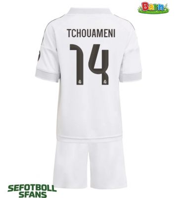 Real Madrid Aurelien Tchouameni #14 Hemmaställ Barn 2025-26 Kortärmad (+ Korta byxor)